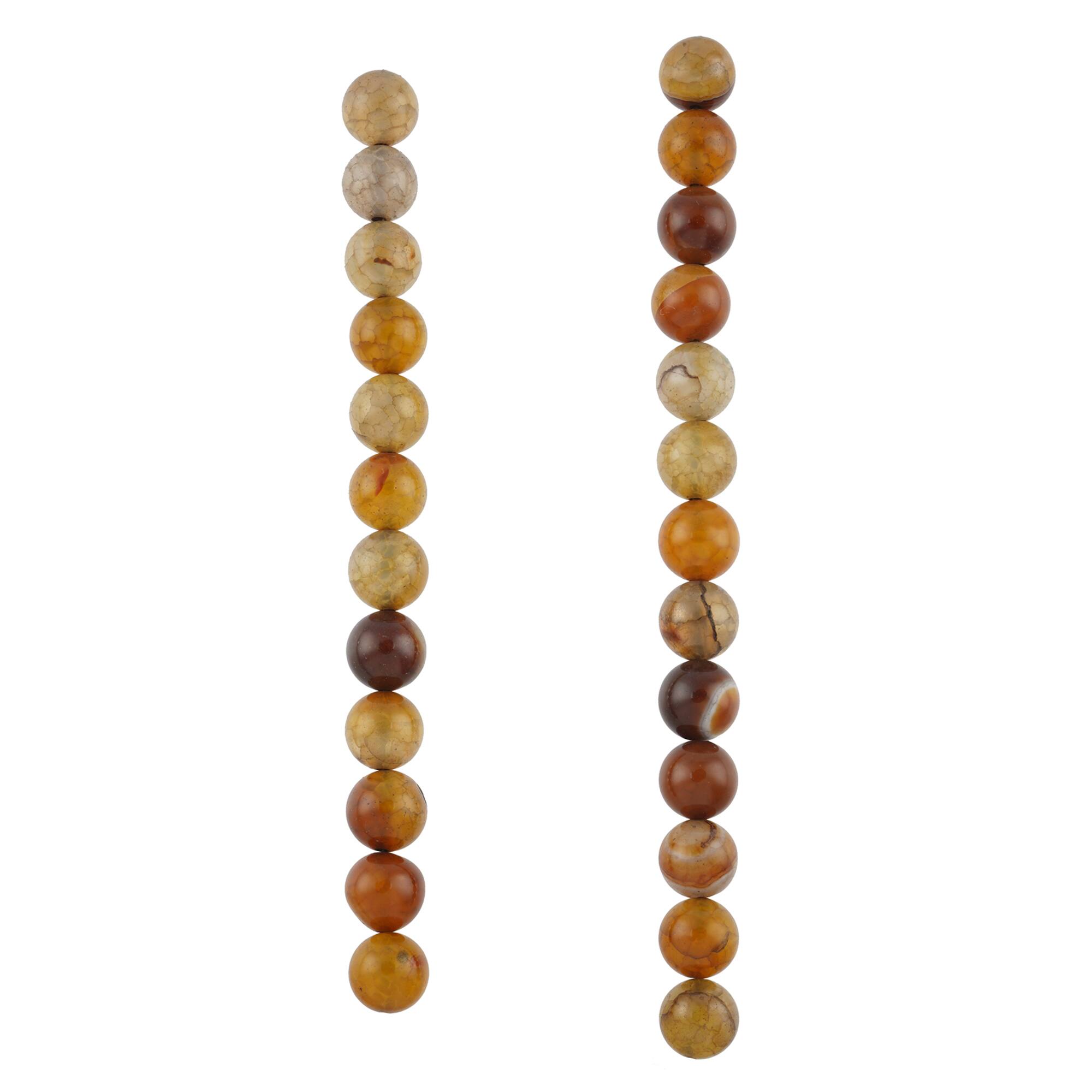 12 Pack: Yellow Crackled Agate Round Beads by Bead Landing